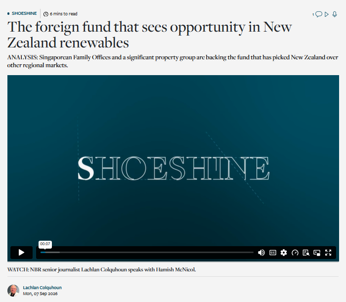 National Business Review coverage of SC Oscar’s renewable energy investments in New Zealand